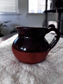 Vintage Mexican Terracotta Pottery Mug / Small Jug Rustic Clay Cup