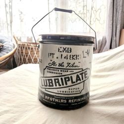 Vtg Lubricant Can LARGE 35 LBS Fiske Bros Refining Co
