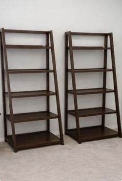 Wooden Ladder Shelf Leaning Bookcase