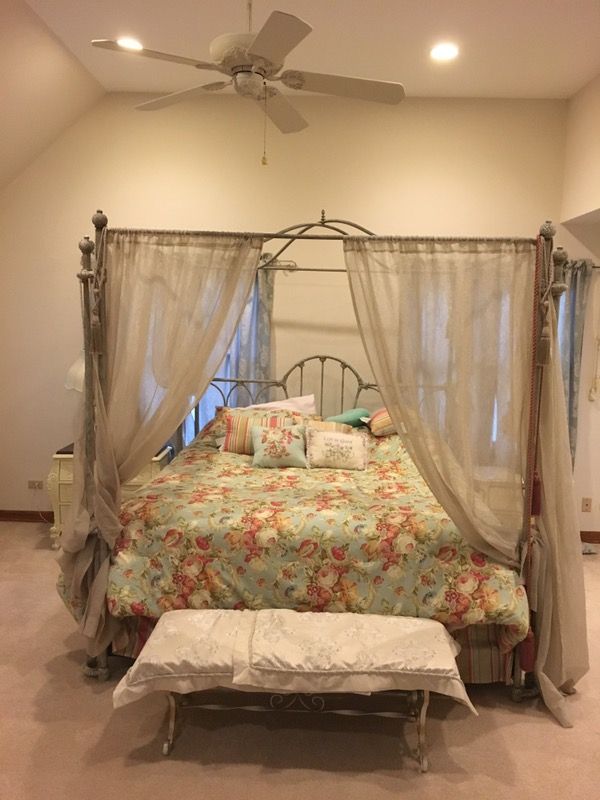 Beautiful, ornate, heavy, quality king canopy bed