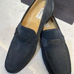 Men’s Shoes – Moreschi Italian Leather Loafers Size 11.5 | Navy Blue