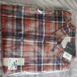 Mens Classic Fit Long Sleeve Flannel Shirt Size LTall New
