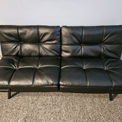 Futon-Black Faux Leather