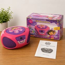 Dora The Explorer CD Boombox AM/FM Radio Portable CD Player CIB Tested Works