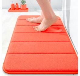 OLANLY Memory Foam Bath Mat 24x16, Super Soft and Absorbent Bathroom Rugs
Coral, Quick Dry Bath Rug, Machine Washable Shower Floor Mats, Bathmat Carpe