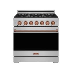 Gordon Ramsay Series 36 Inch Professional Gas Range with Precision Knob in Stainless Steel and Rose Gold