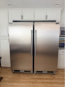 Stainless Side-by-Side Column Refrigerator & Freezer with Flat Trim Kit
