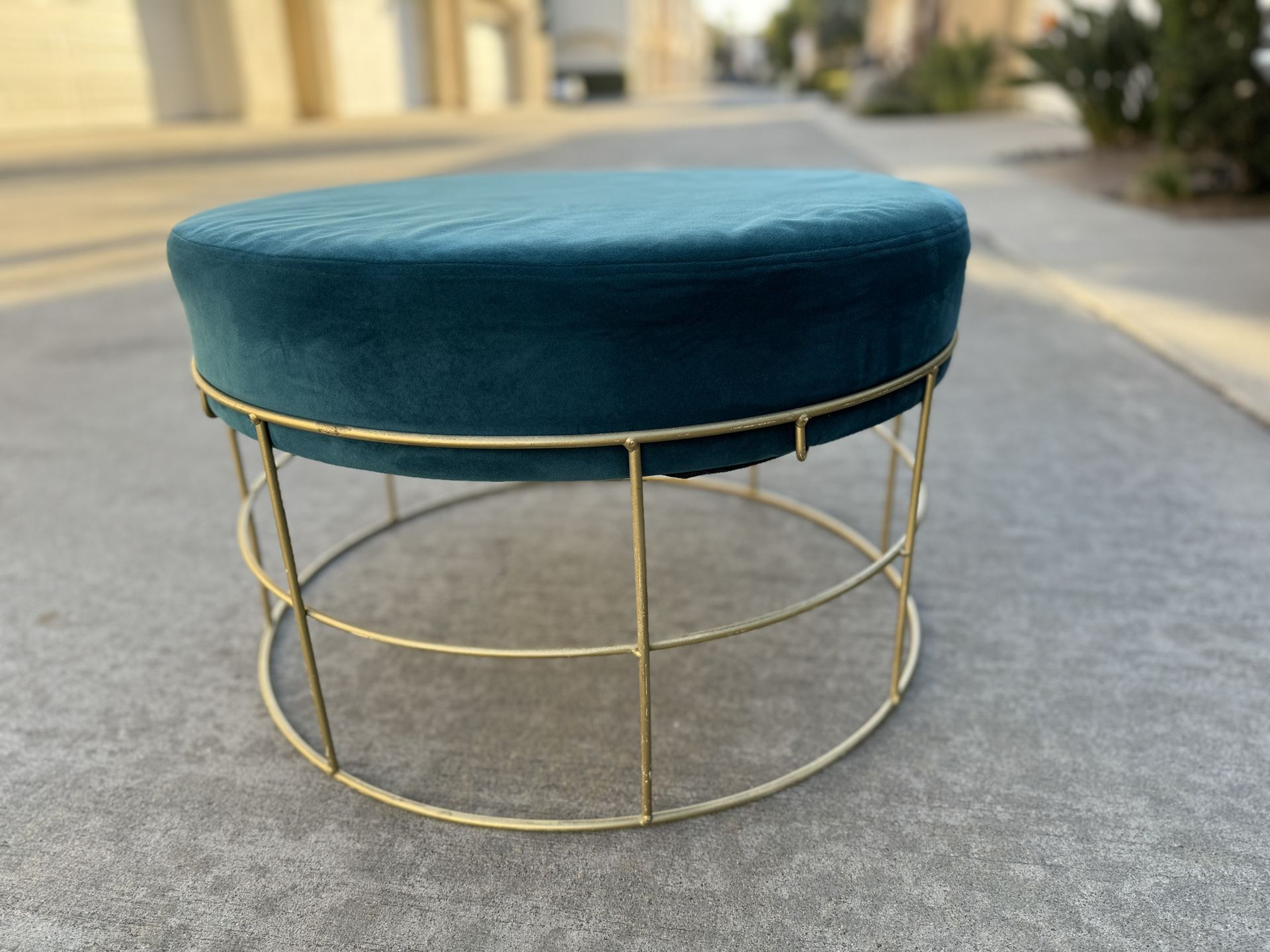 Unique Teal and Brass Ottoman