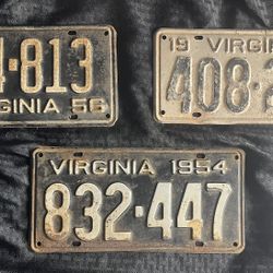 Lot of 3 Vintage Virginia License Plates (1947/1954/1956)