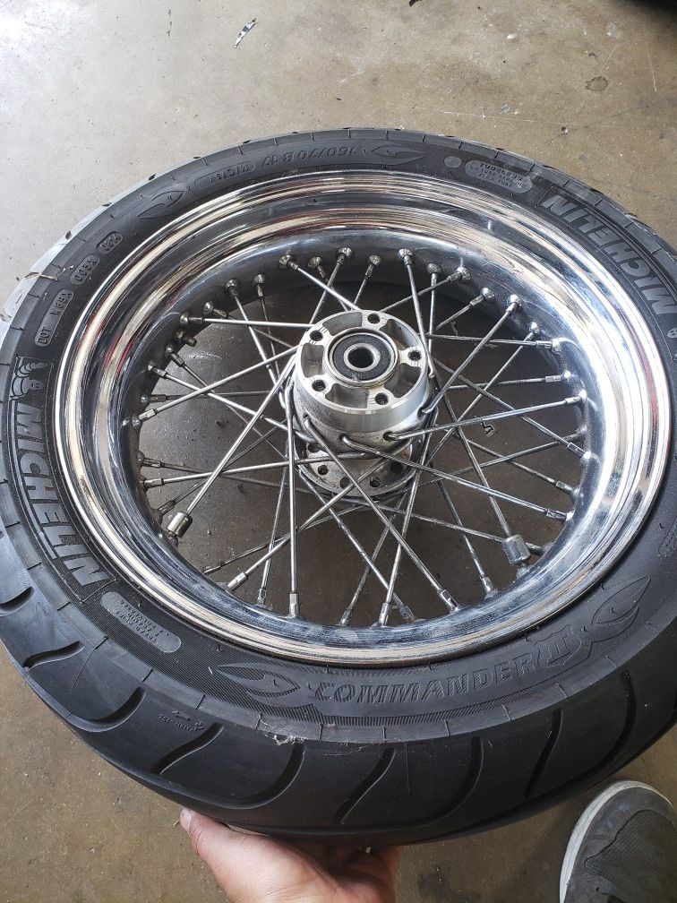 Harley chopper 40 spoke rear wheel with tire