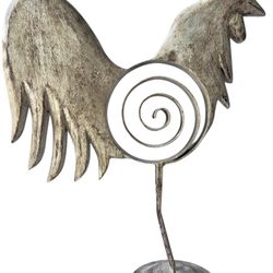Folk Art Rooster Wood & Metal Sculpture for Indoor or Outdoor, Excellent Condition  *Price Reduced 
