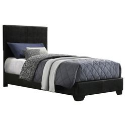 NEW UPHOLSTERED TWIN BED FRAME WITH QUILTED MATTRESS 
