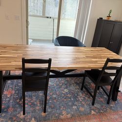 SKOGSTA IKEA Acacia / Black Dining Table – 92 1/2” x 39 3/8” – Like New