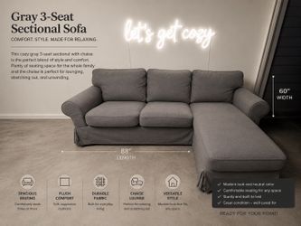 (FREE DELIVERY)  Gray IKEA "EKTORP" Sofa with Chaise (FREE CURBSIDE DELIVERY)