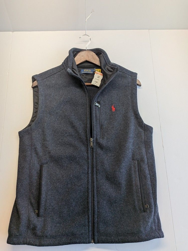 Polo Ralph Lauren Fleece Vest Mens Medium Blue Heather Full Zip
