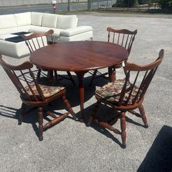 Round Wood Dining Table with 4 Chairs