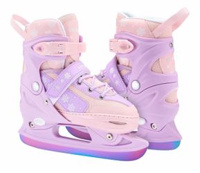 OBENSKY 4 Adjustable Kids Ice Skates for Beginners, Ice Skating Shoes w/ Laser Stainless size 4-7