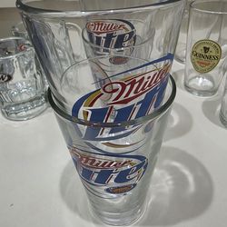 6 Miller Lite Bar Glasses- READ DESCRIPTION