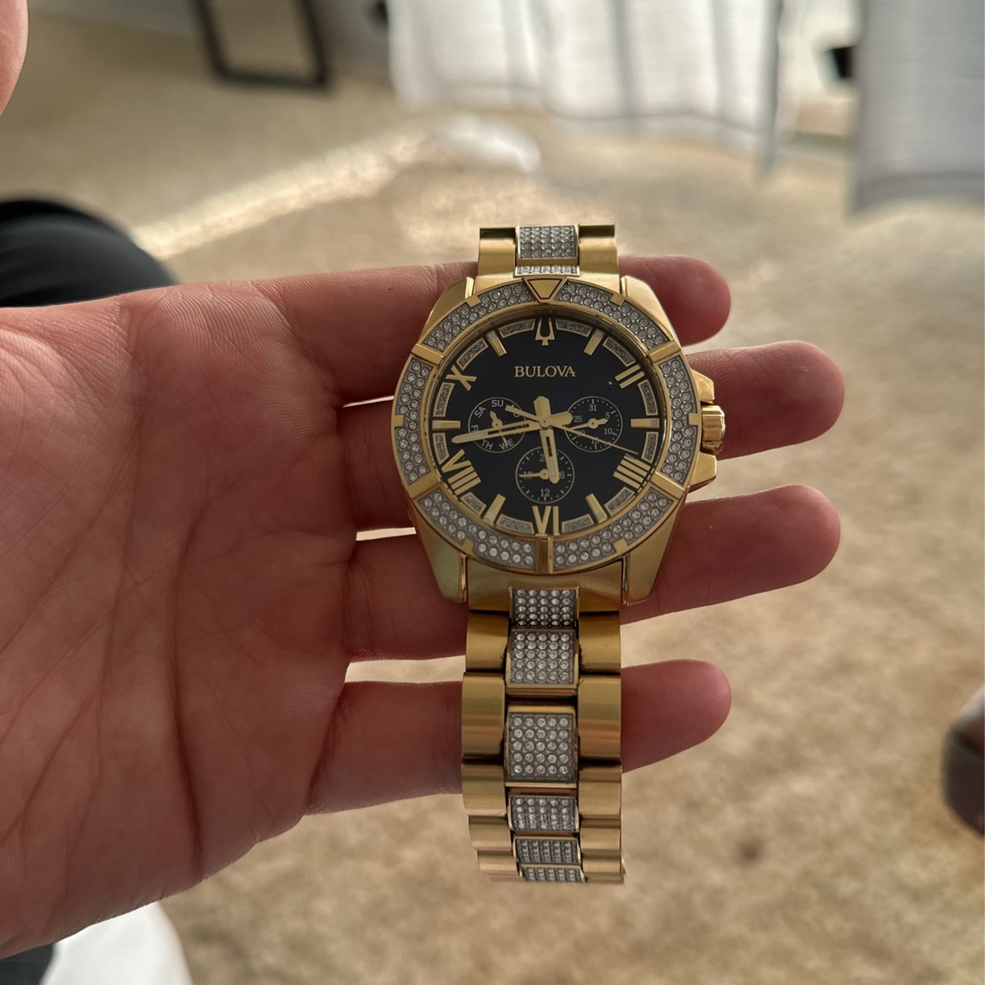 Online Bulova Mens gold watch ICY