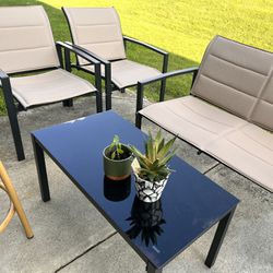 4 Seater Patio Set With Glass Coffee Table