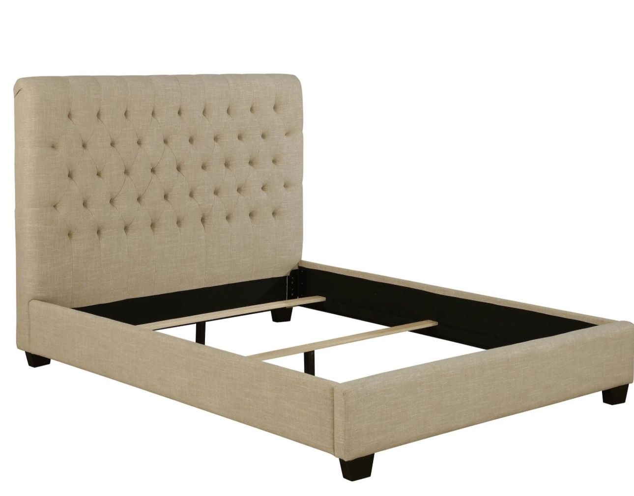 Coaster Oatmeal Upholstered Cal King Panel Bed