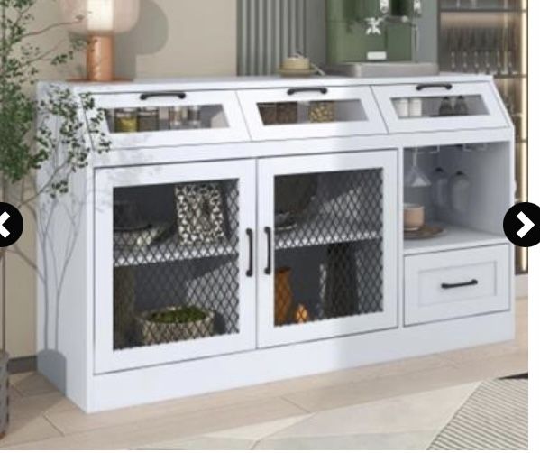 TREXM Modern Multifunctional Buffet Cabinet with 4 Drawers - White