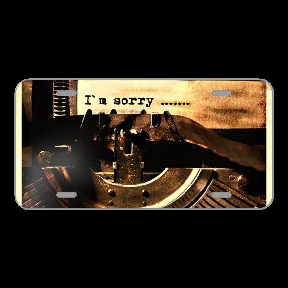 License Plate Novelty Car Front Typewriter Letters Sorry Old Vintage
