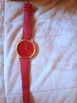 Red Leather Strap Analog Watch