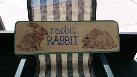 Hand painted rabbits on wood