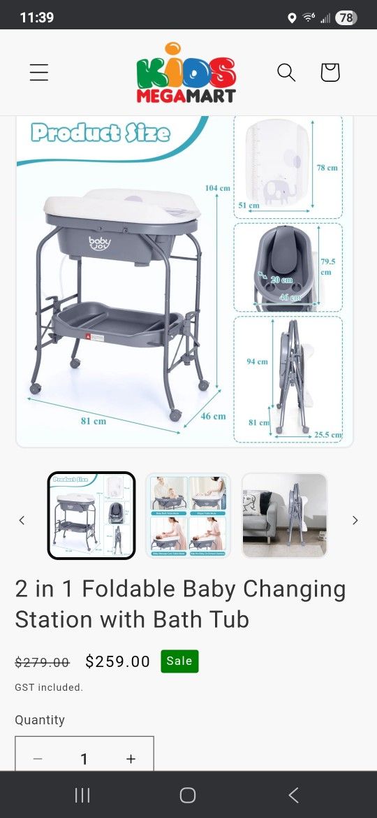 2 N 1 Foldable Baby Changing Table & Bathtub