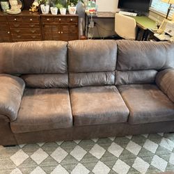 Brown Faux Leather Couch
