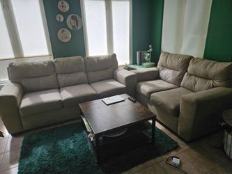Beige Fabric Sofa Set – 3-Seater and 2-Seater