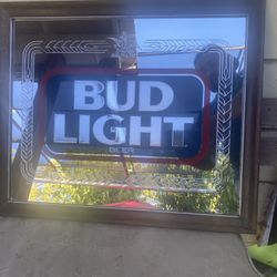 Bud Light Mirror Glass Sign 