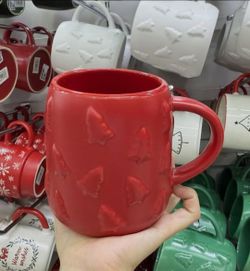 Bay Island Red Christmas Tree Embossed Ceramic Coffee Mug Matte Holiday 2024