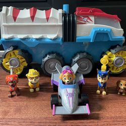 Paw Patrol Dino Rescue Patroller Motorized Toy Truck With Chase, Rubble And More