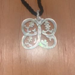 Mother Of Peral Craved Butterfly Necklace