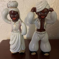 Vintage Ethnic 2 ceramic figurines Foreign culture Figure pair Made in  Japan