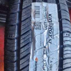 4 NEW TIRES HANKOOK WHITE WALL 205/75/14