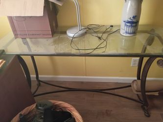 Glass top table with 2 matching end tables by Harmony furniture Sutton company