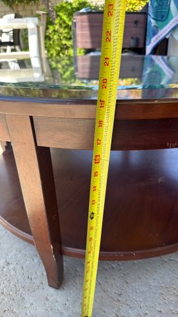 Brown Round table with glass top