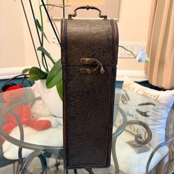 Vintage wood and metal wine bottle carrier