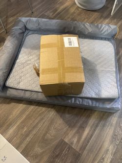 Large Size Dog, Waterproof Dog Bed with Anti-Slip Mat Washable, Memory Foam Orthopedic Pet Bed Chew Proof Pet Couch (Grey)54x36