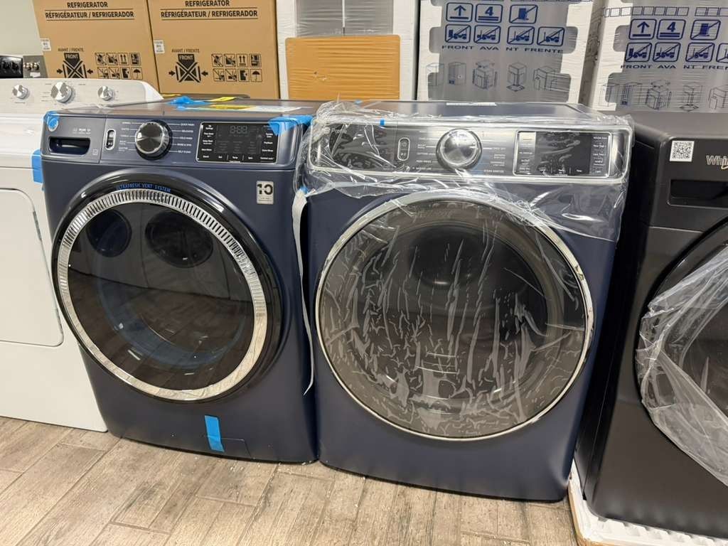 GE profile mega capacity washer and dryer set electric with venting system brand new