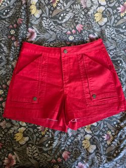 New Draper James Red High-Waist Shorts with Pockets - Washed only