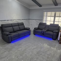 ✨GRAY POWER RECLINER SOFA SET - SET DE SOFA ELECTRICO RECLINABLE GRIS
