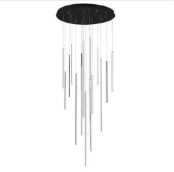 🔥KUZCOChute 16 Head 1 Light 195-Watt Black Integrated LED Pendant Ligh