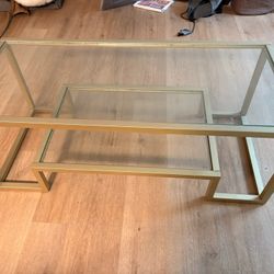 Glass And Gold Coffee Table