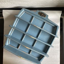 Vintage Upcycled Distressed Blue Wall Mounted Trinket Shelf