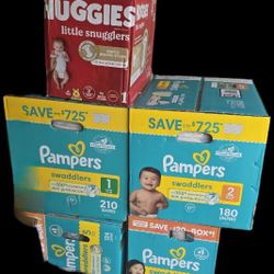 Mixed Lot of New Diapers (Huggies & Pampers, Various Sizes)
 * 