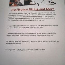 Pet/House Sitting and More 